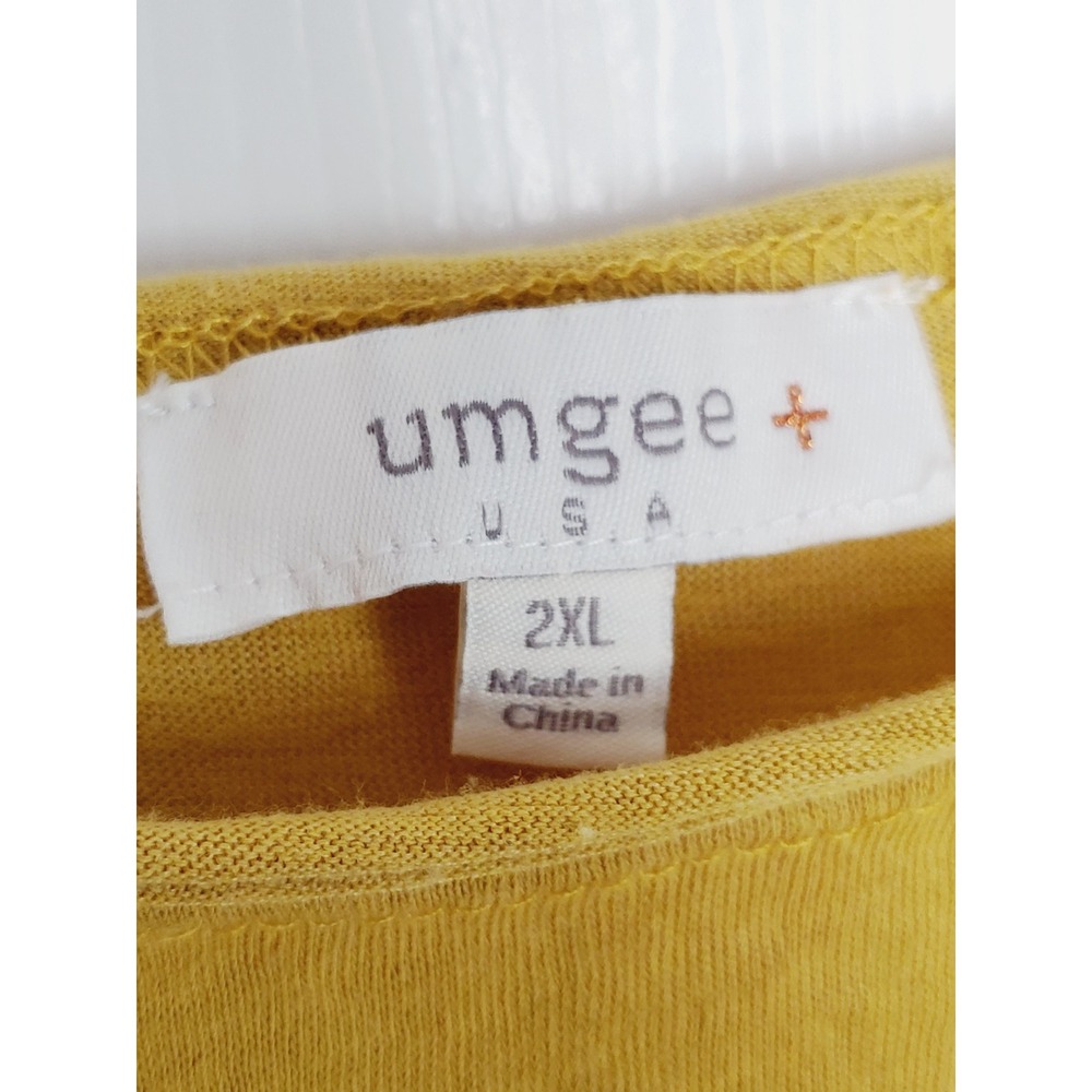 Umgee Colorblock Animal Print Top Yellow Green Waffle Knit Mixed Media Boho 2XL - Picture 5 of 8